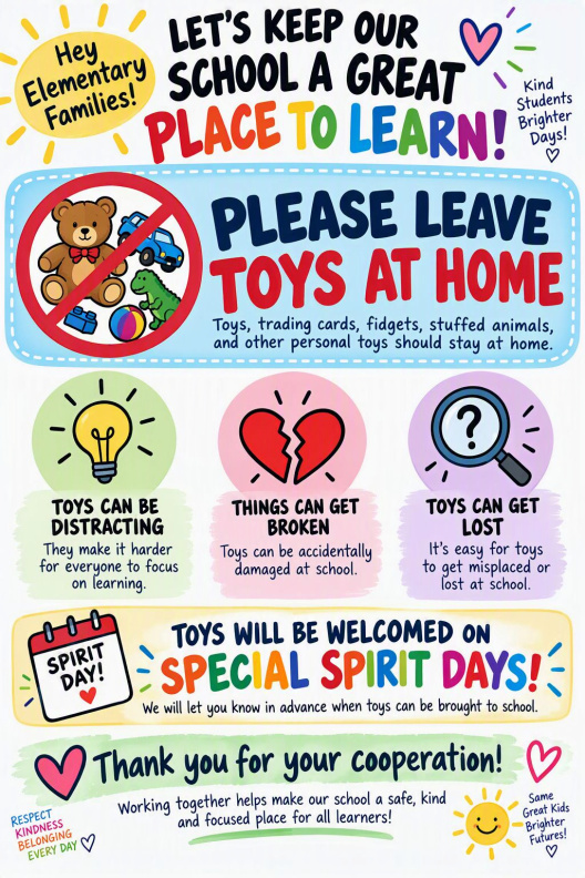 Please leave toys at home